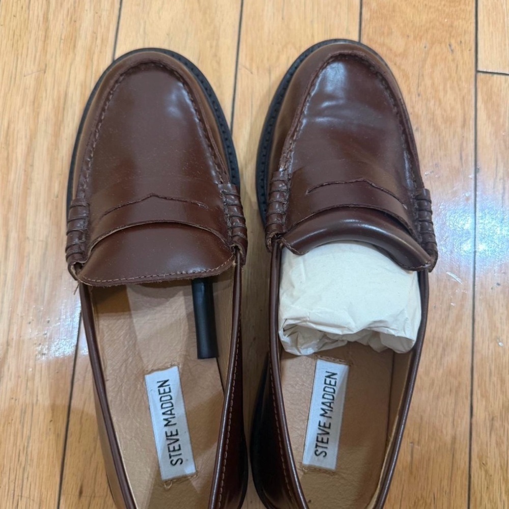 Steve Madden Brown Leather Penny Loafers